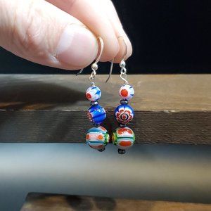 925 Sterling Silver Handmade Beautiful Tiered Glass Earrings